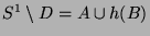 $S^1 \setminus D = A \cup h(B)$