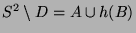 $S^2 \setminus D = A \cup h(B)$