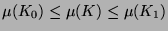 $\mu(K_0) \le \mu(K) \le \mu(K_1)$